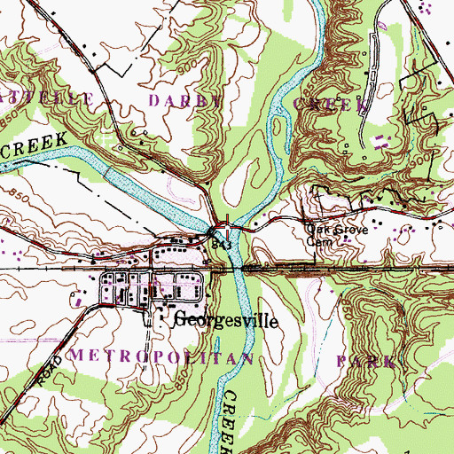 Topographic Map of Little Darby Creek, OH