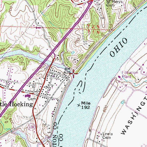 Topographic Map of Little Hocking River, OH