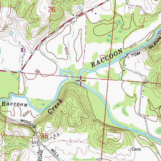 Topographic Map of Little Raccoon Creek, OH