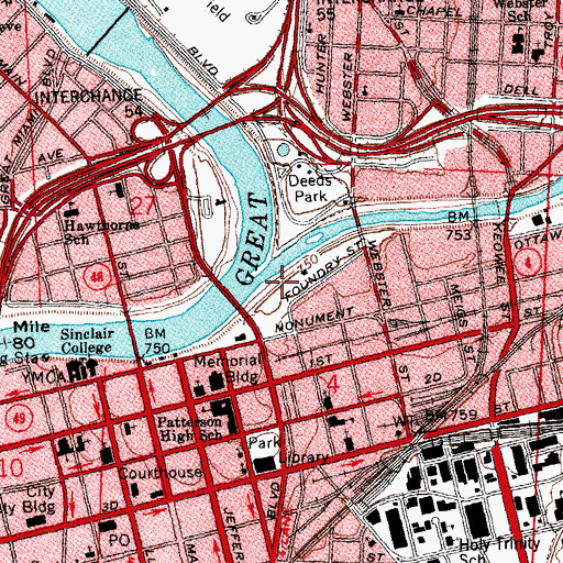 Topographic Map of Mad River, OH