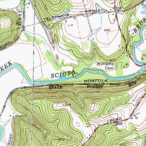 Topographic Map of McCullough Creek, OH