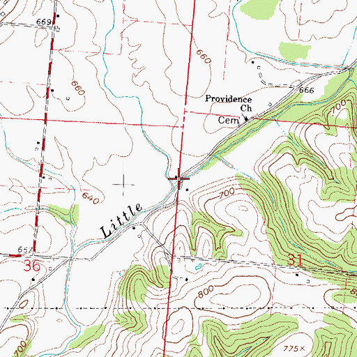 Topographic Map of McDowell Creek, OH