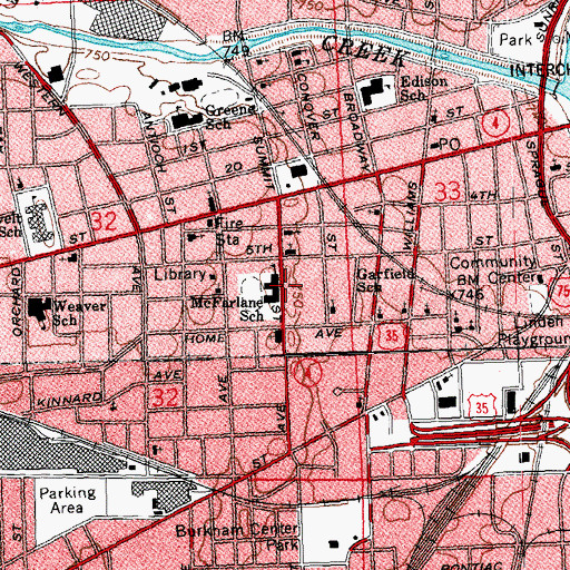 Topographic Map of McFarlane School, OH