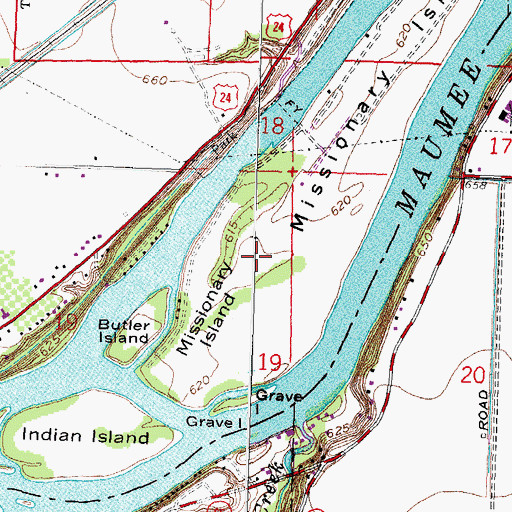 Topographic Map of Missionary Island, OH