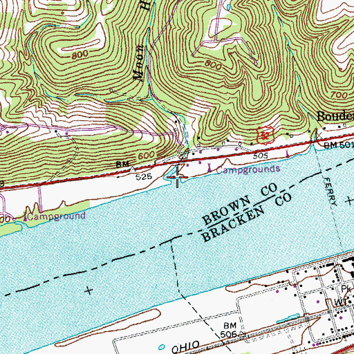 Topographic Map of Moon Hollow Run, OH