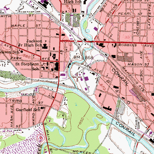 Topographic Map of Mosquito Creek, OH