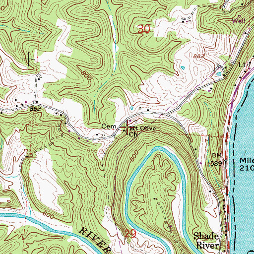 Topographic Map of Mount Olive Church, OH