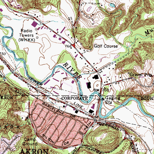 Topographic Map of Mud Brook, OH
