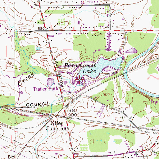 Topographic Map of Mud Creek, OH