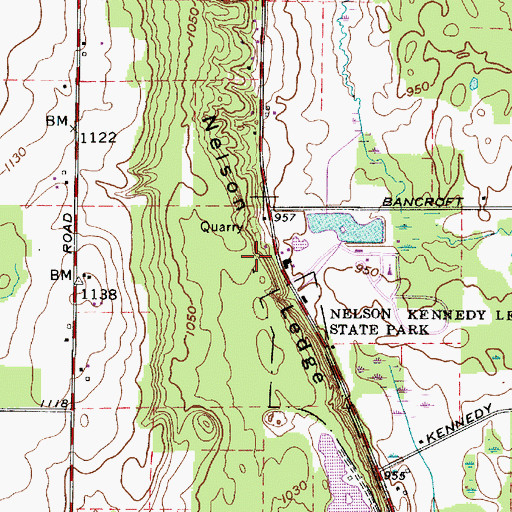Topographic Map of Nelson Ledge, OH