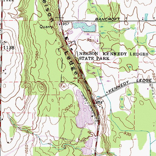 Topographic Map of Nelson-Kennedy Ledges State Park, OH