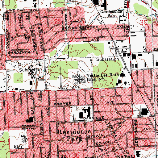 Topographic Map of Nettie Lee Roth Middle School, OH