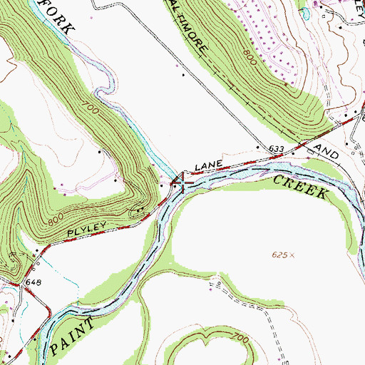 Topographic Map of North Fork Paint Creek, OH