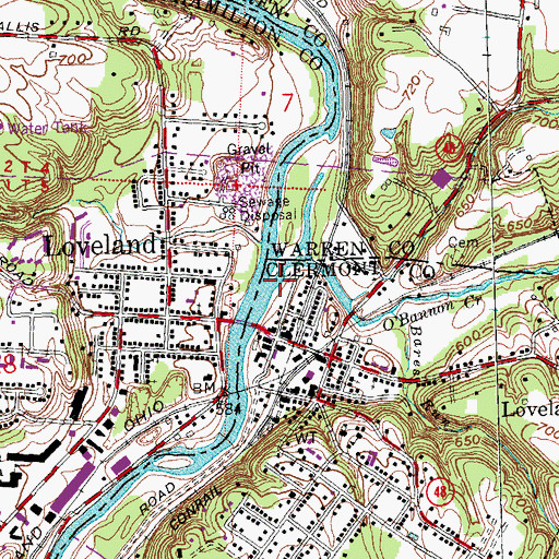 Topographic Map of O'Bannon Creek, OH