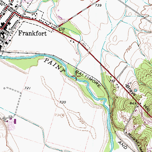 Topographic Map of Oldtown Run, OH