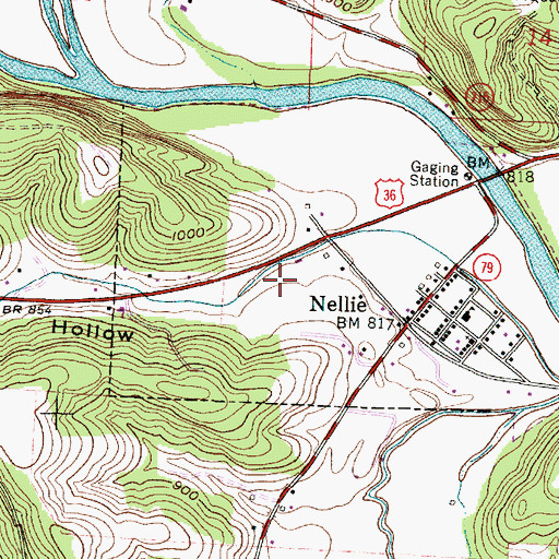 Topographic Map of Opossum Hollow, OH