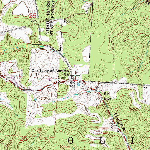 Topographic Map of Our Lady of Loretto Church, OH