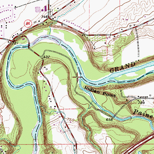 Topographic Map of Paine Creek, OH