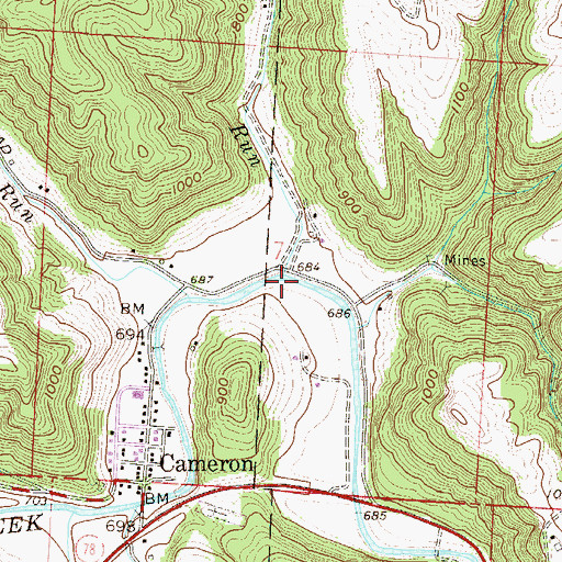 Topographic Map of Paine Run, OH