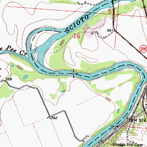 Topographic Map of Pee Pee Creek, OH