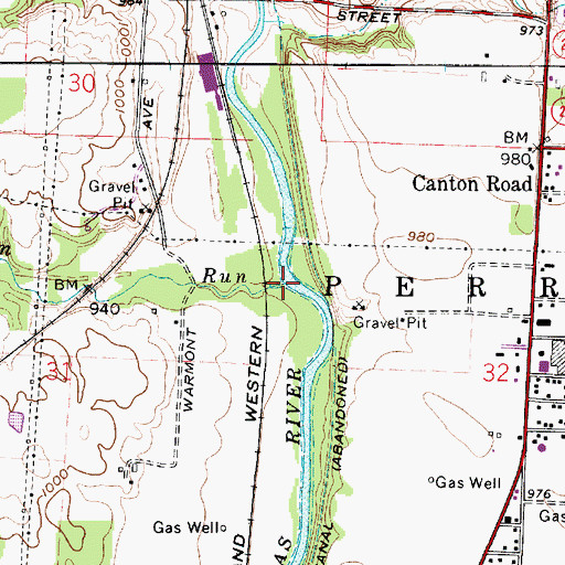Topographic Map of Pigeon Run, OH