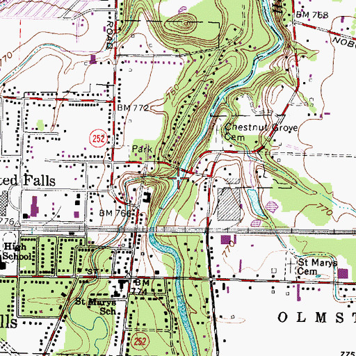 Topographic Map of Plum Creek, OH
