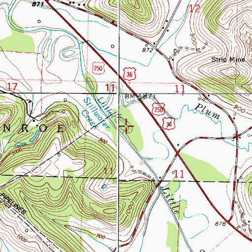 Topographic Map of Plum Run, OH