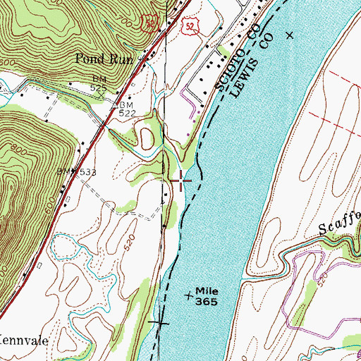 Topographic Map of Pond Run, OH