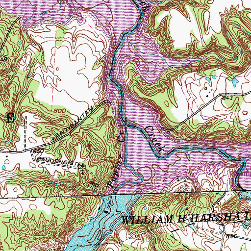 Topographic Map of Poplar Creek, OH