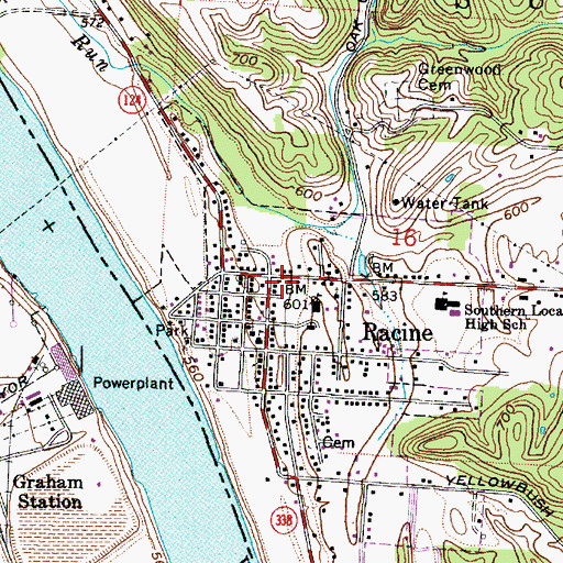 Topographic Map of Racine, OH