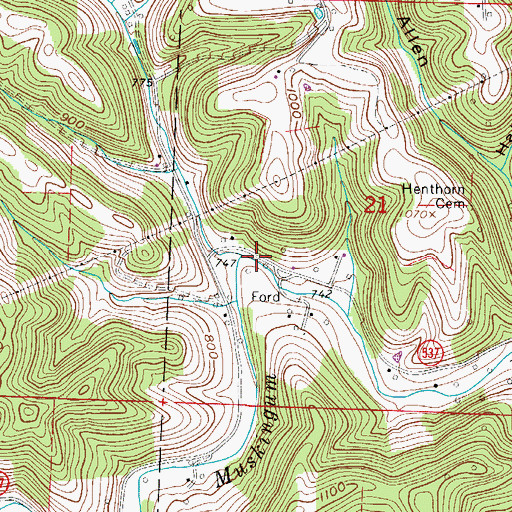 Topographic Map of Rias Run, OH
