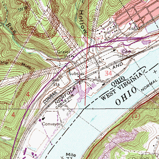 Topographic Map of Riddles Run, OH