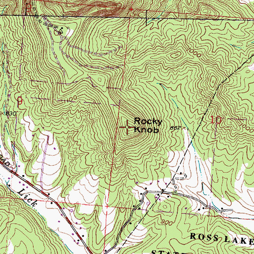 Topographic Map of Rocky Knob, OH