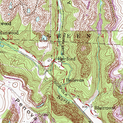 Topographic Map of Rose Valley Creek, OH