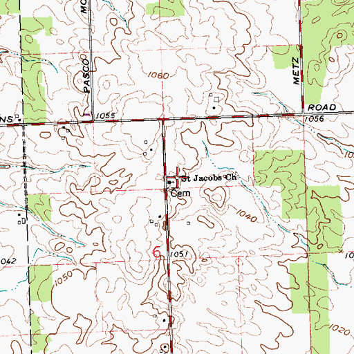 Topographic Map of Saint Jacobs Lutheran Church, OH