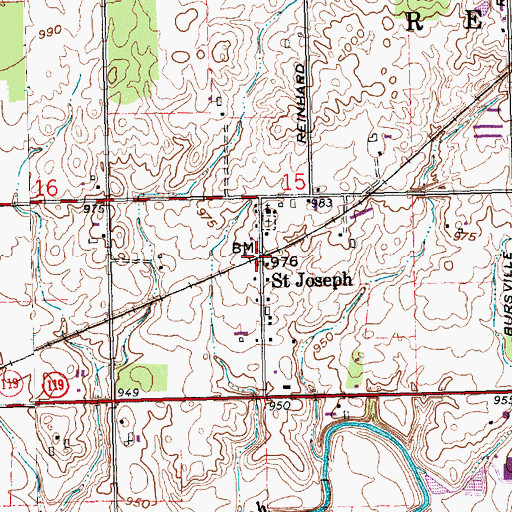 Topographic Map of Saint Joseph, OH
