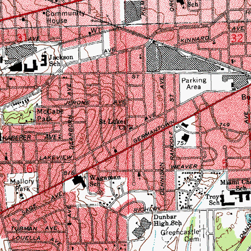 Topographic Map of Saint Lukes Church, OH