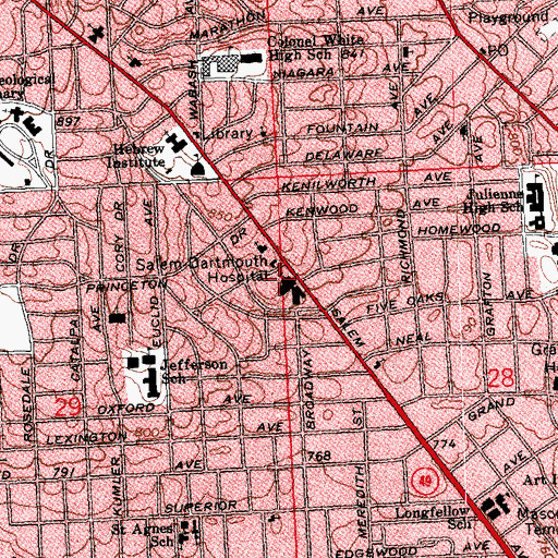 Topographic Map of Salem Dartmouth Hospital (historical), OH
