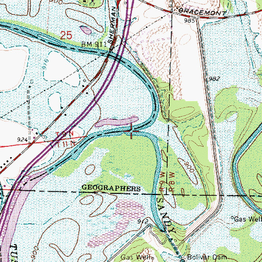 Topographic Map of Sandy Creek, OH
