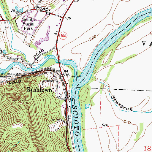 Topographic Map of Scioto Brush Creek, OH