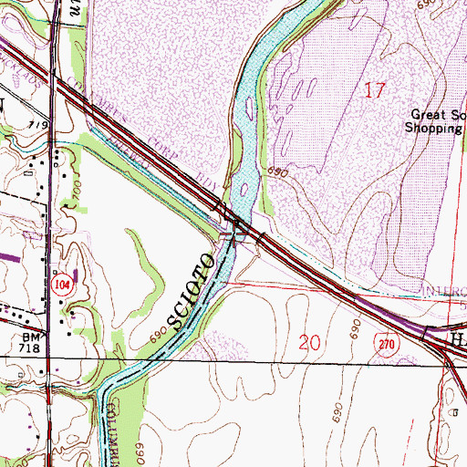 Topographic Map of Scioto Big Run, OH