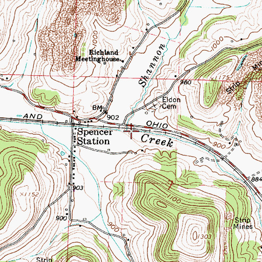 Topographic Map of Shannon Run, OH