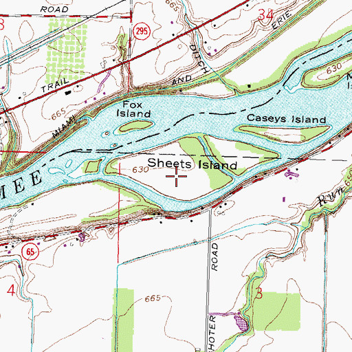 Topographic Map of Sheets Island, OH
