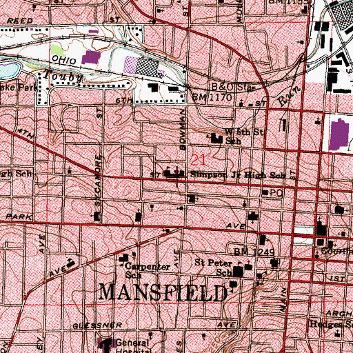 Topographic Map of Simpson Middle School, OH