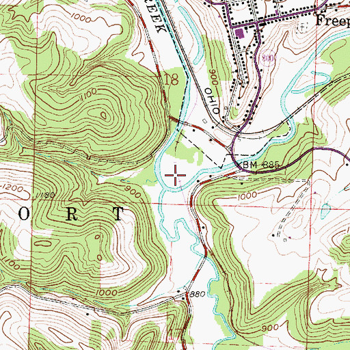 Topographic Map of Skull Fork, OH