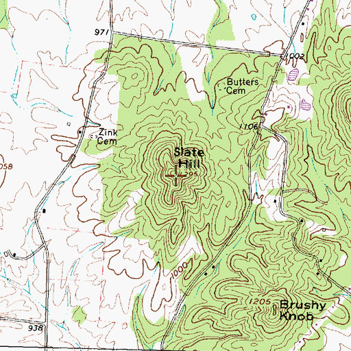 Topographic Map of Slate Hill, OH