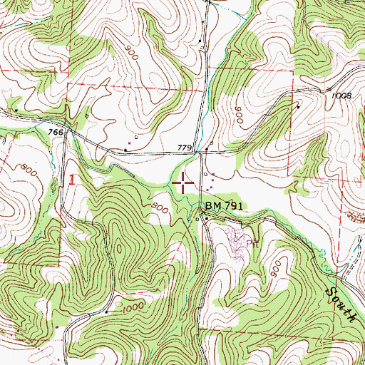 Topographic Map of South Branch Symmes Creek, OH