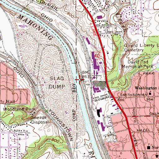 Topographic Map of Squaw Creek, OH