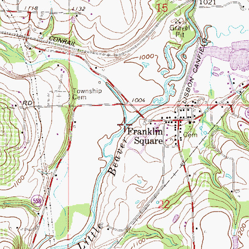 Topographic Map of Stone Mill Run, OH