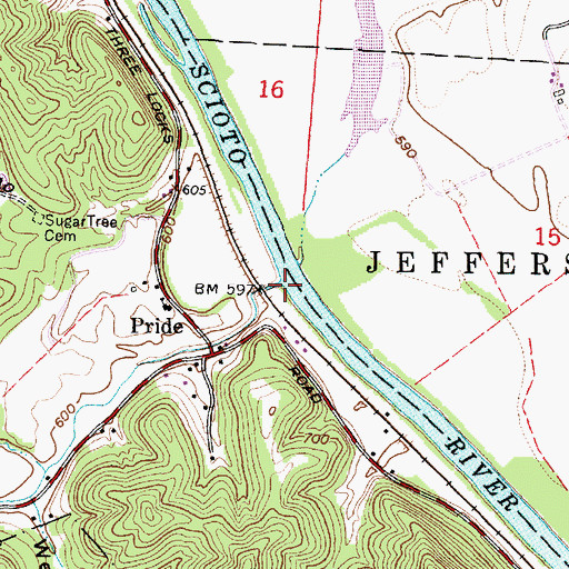 Topographic Map of Stony Creek, OH